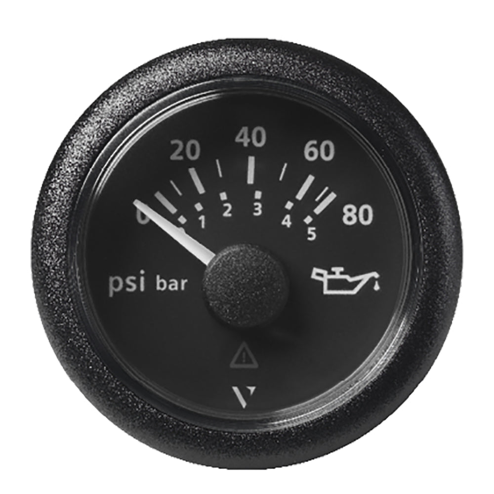 Veratron 52MM (2 - 1/16") ViewLine Oil Pressure Gauge 80 PSI/5 Bar - Black Dial &amp; Round Bezel - Marine Parts OnlyMarine Navigation & InstrumentsVeratron