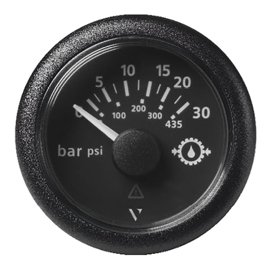 Veratron 52MM (2 - 1/16") ViewLine Transmission Oil Pressure 30 Bar/435 PSI - Black Dial &amp; Round Bezel - Marine Parts OnlyMarine Navigation & InstrumentsVeratron