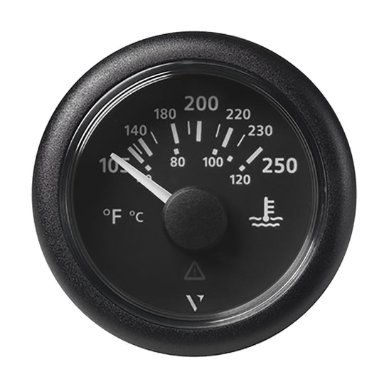 Veratron 52MM (2 - 1/16") ViewLine Water Temperature Gauge - 100 - 250&deg;F - Black Dial &amp; Bezel - Marine Parts OnlyMarine Navigation & InstrumentsVeratron