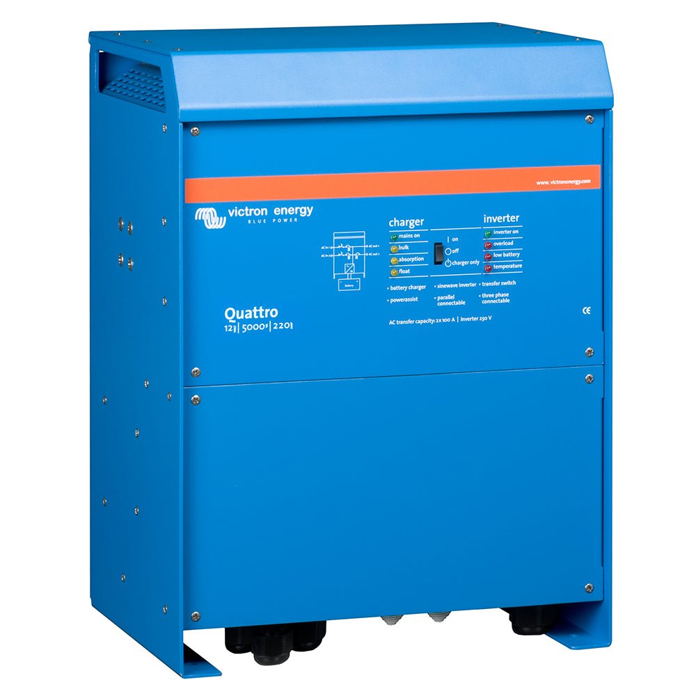 Victron Quattro Inverter/Charger 12 VDC - 5000W - Dual 100AMP 120VAC Inputs - Auto Transfer Switch - 200AMP Battery Charger - Stackable - Marine Parts OnlyElectricalVictron Energy