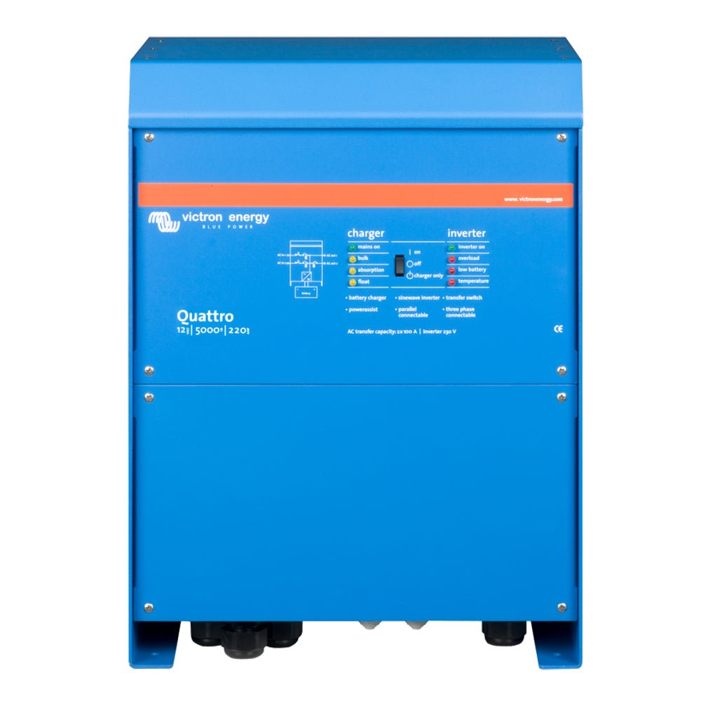 Victron Quattro Inverter/Charger 12 VDC - 5000W - Dual 100AMP 120VAC Inputs - Auto Transfer Switch - 200AMP Battery Charger - Stackable - Marine Parts OnlyElectricalVictron Energy