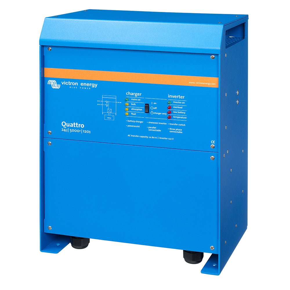 Victron Quattro Inverter/Charger 24V DC - 5000W - Dual 100AMP 120V AC Inputs - Auto Transfer Switch - 120AMP Battery Charger - Stackable - Marine Parts OnlyElectricalVictron Energy
