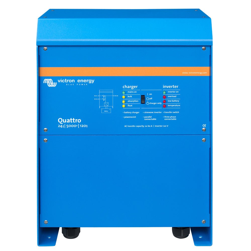 Victron Quattro Inverter/Charger 24V DC - 5000W - Dual 100AMP 120V AC Inputs - Auto Transfer Switch - 120AMP Battery Charger - Stackable - Marine Parts OnlyElectricalVictron Energy