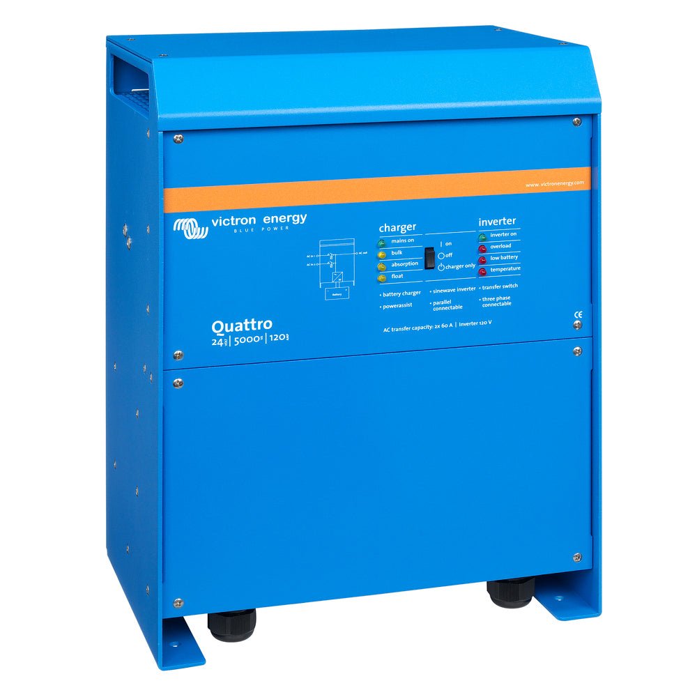 Victron Quattro Inverter/Charger 24V DC - 5000W - Dual 100AMP 120V AC Inputs - Auto Transfer Switch - 120AMP Battery Charger - Stackable - Marine Parts OnlyElectricalVictron Energy
