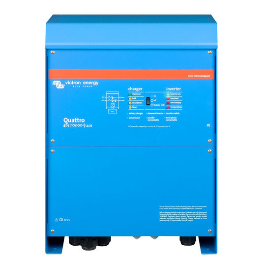 Victron Quattro Inverter/Charger 48 VDC - 10,000W - Dual 100AMP 120V AC Inputs - Auto Transfer Switch - 140AMP Battery Charger - Stackable - Marine Parts OnlyElectricalVictron Energy