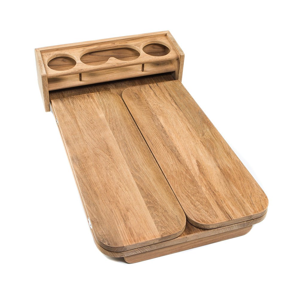 Whitecap Cockpit Table w/Folding Leaves &amp; 4 Cupholders - Teak - Marine Parts OnlyMarine HardwareWhitecap