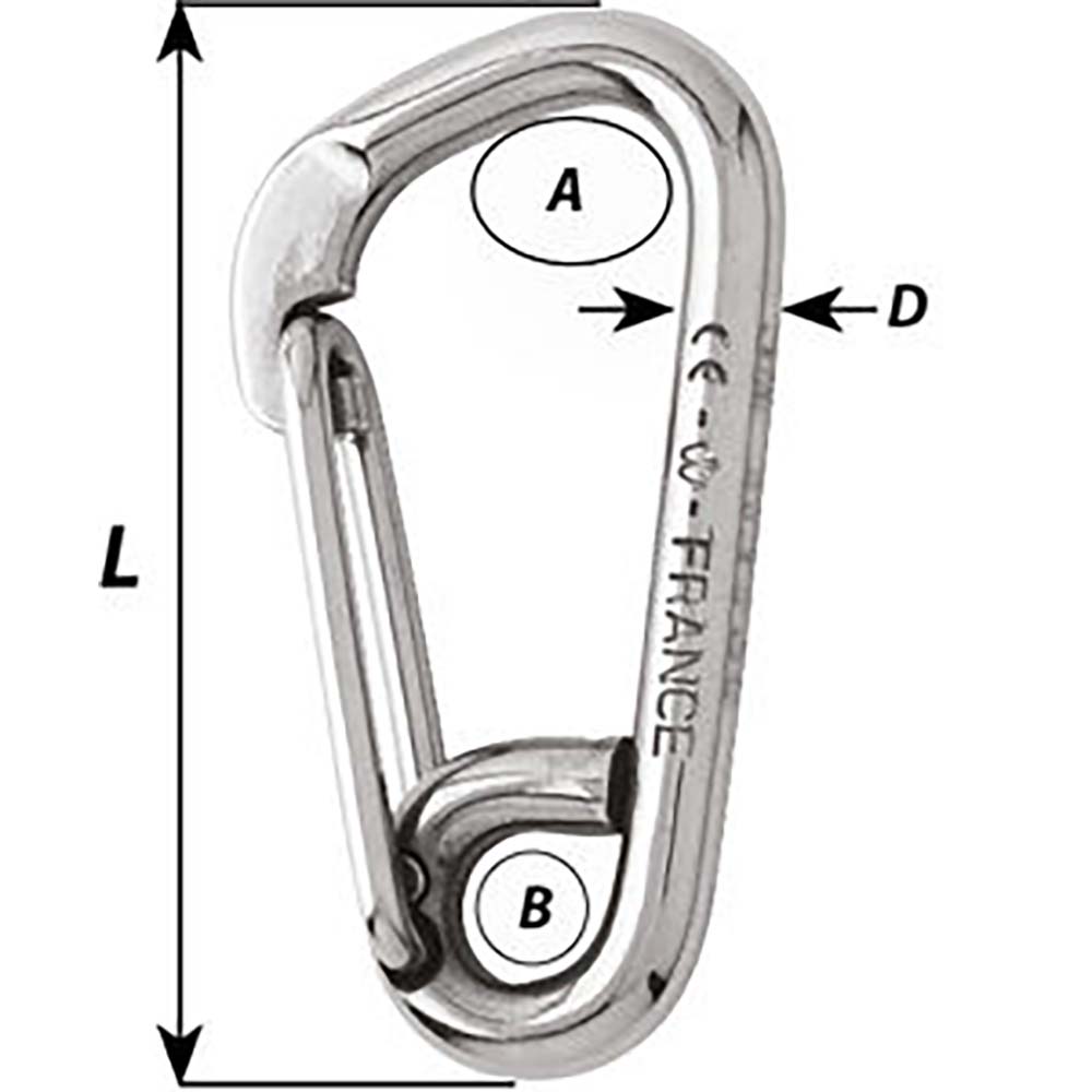 Wichard Asymmetric Carbine Hook - Length 60mm - 1/4" - Marine Parts OnlySailingWichard Marine