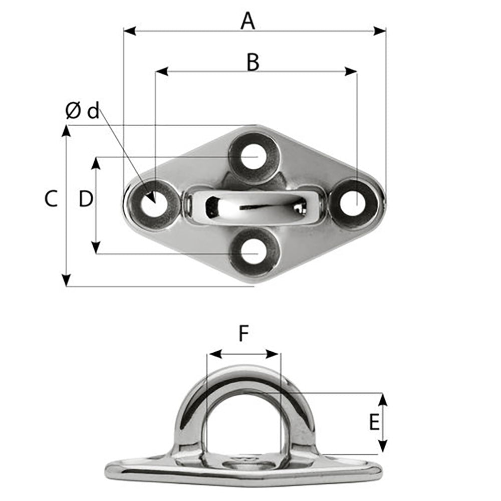 Wichard Diamond Pad Eye - Round - 98mm Length (3 - 55/64") - M8 Screw - Marine Parts OnlySailingWichard Marine