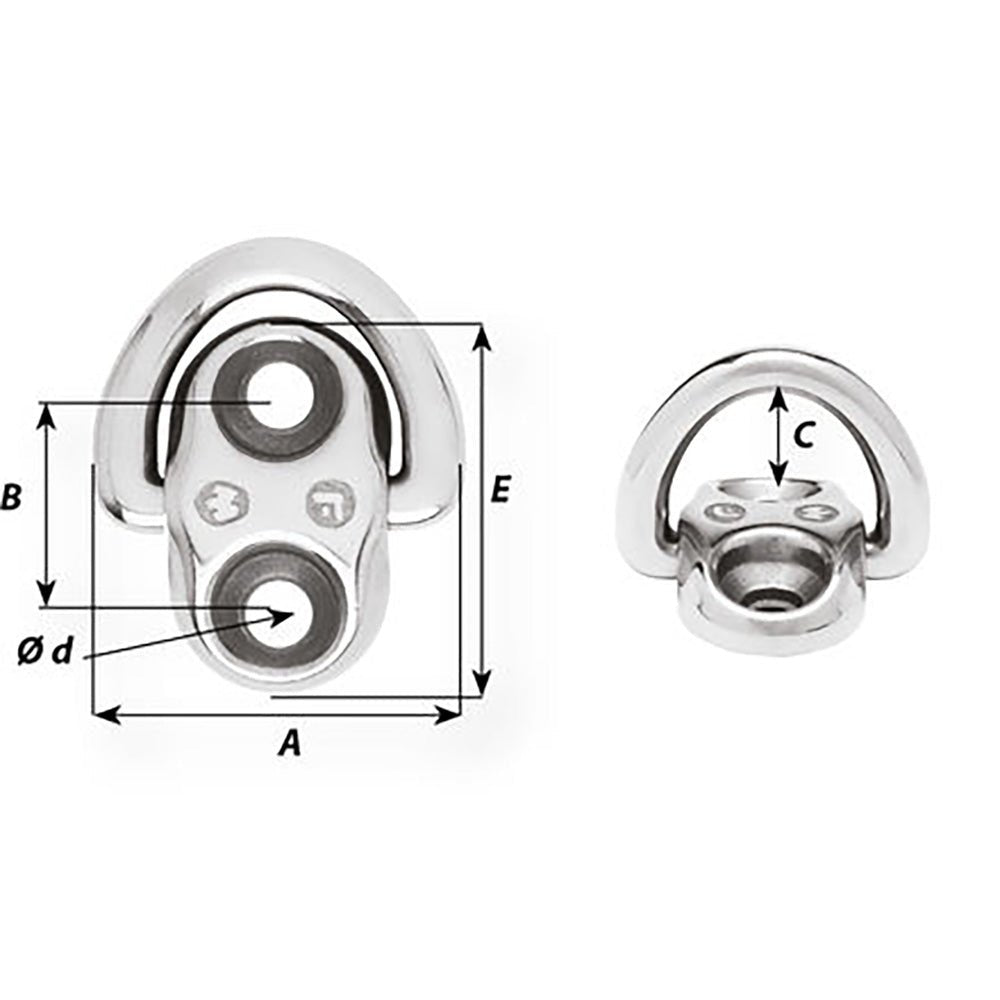 Wichard Folding Pad Eye - 6mm Diameter (15/64") - 2 Fixed Holes - Marine Parts OnlySailingWichard Marine