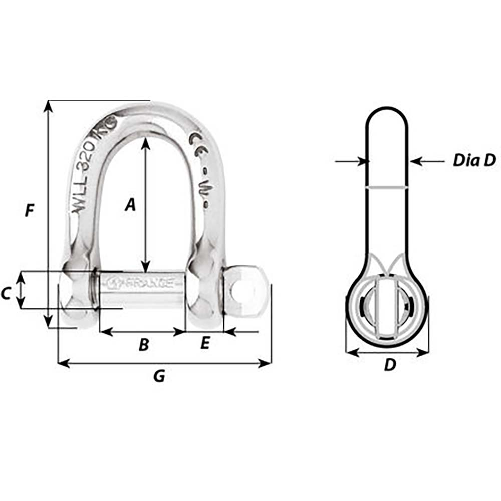 Wichard Self - Locking D Shackle - Diameter 5mm - 3/16" - Marine Parts OnlySailingWichard Marine