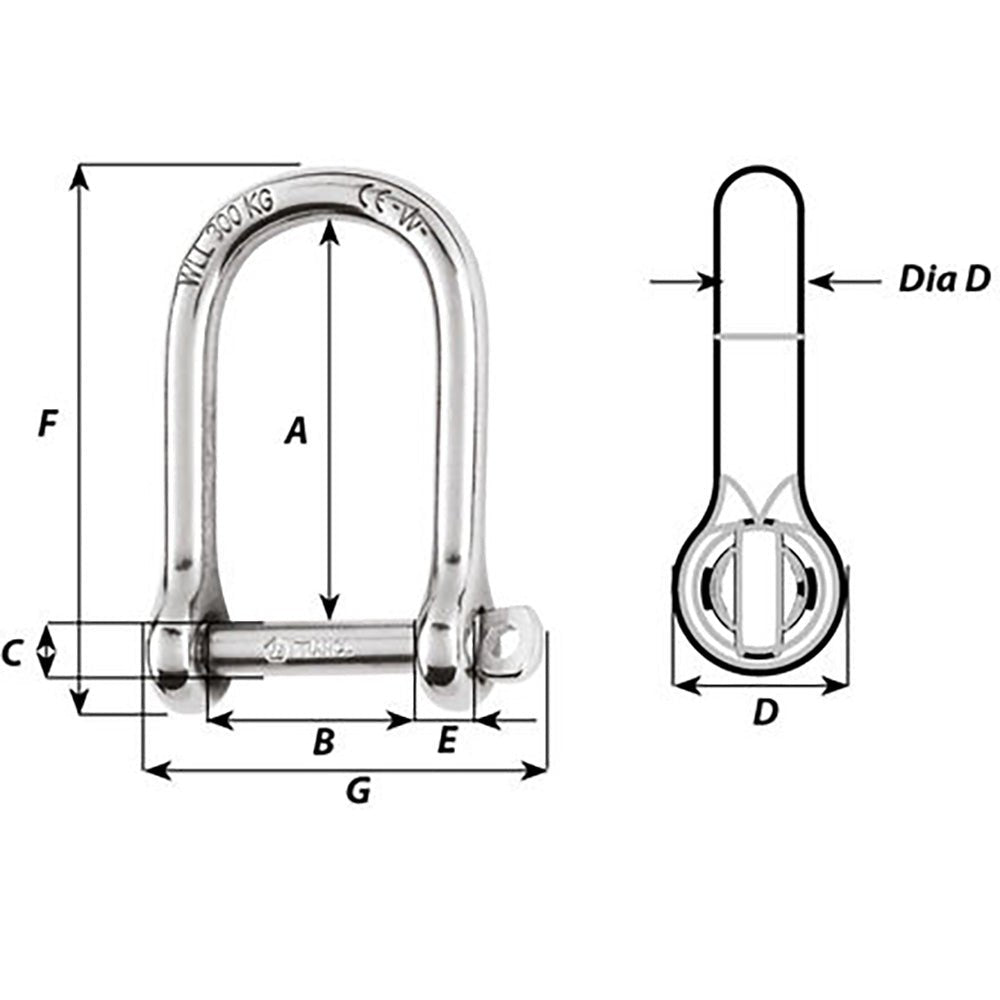 Wichard Self - Locking Large Opening Shackle - 8mm Diameter - 5/16" - Marine Parts OnlySailingWichard Marine