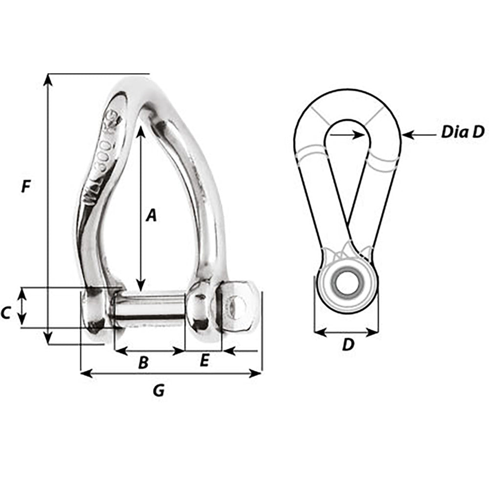 Wichard Self - Locking Twisted Shackle - 10mm Diameter - 13/32" - Marine Parts OnlySailingWichard Marine