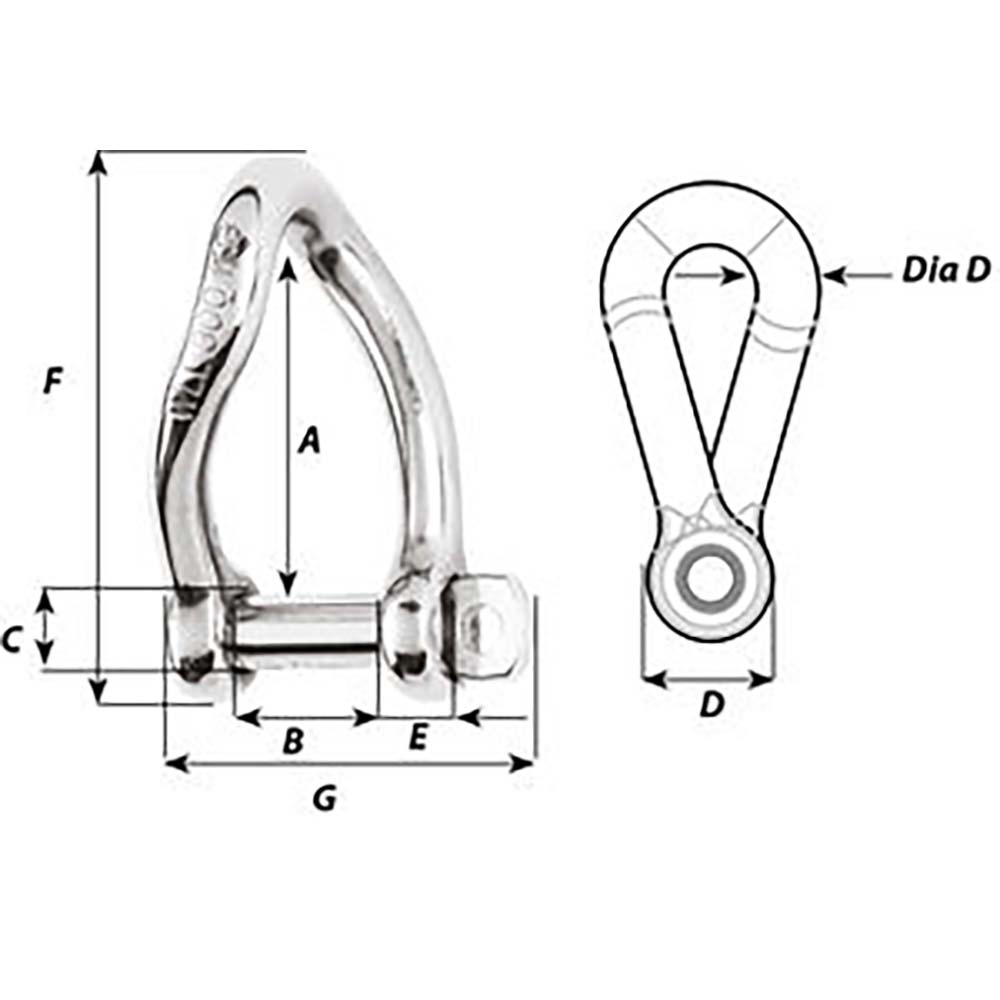 Wichard Self - Locking Twisted Shackle - Diameter 8mm - 5/16" - Marine Parts OnlySailingWichard Marine