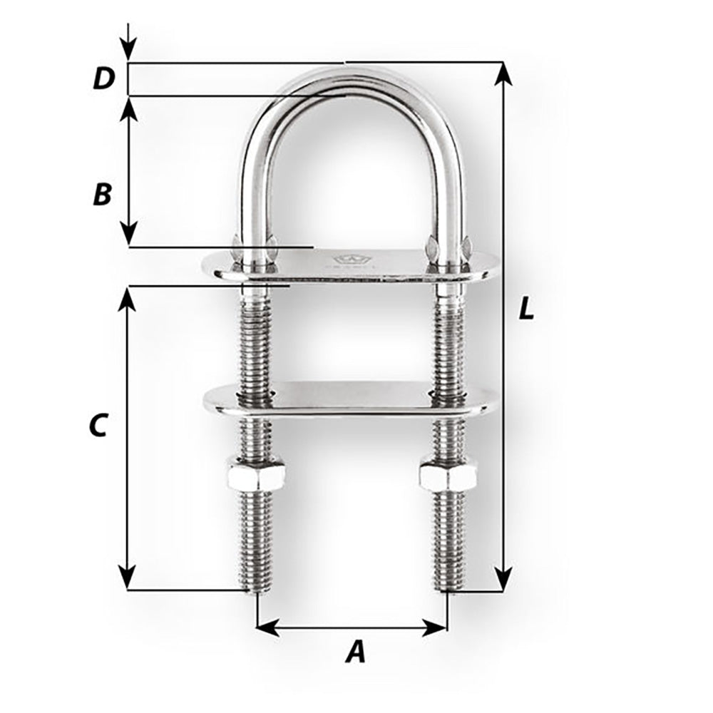Wichard U - Bolt Pad Eye - 8mm Diameter - 5/16" - 100mm Length - 3 - 15/16" - Marine Parts OnlySailingWichard Marine