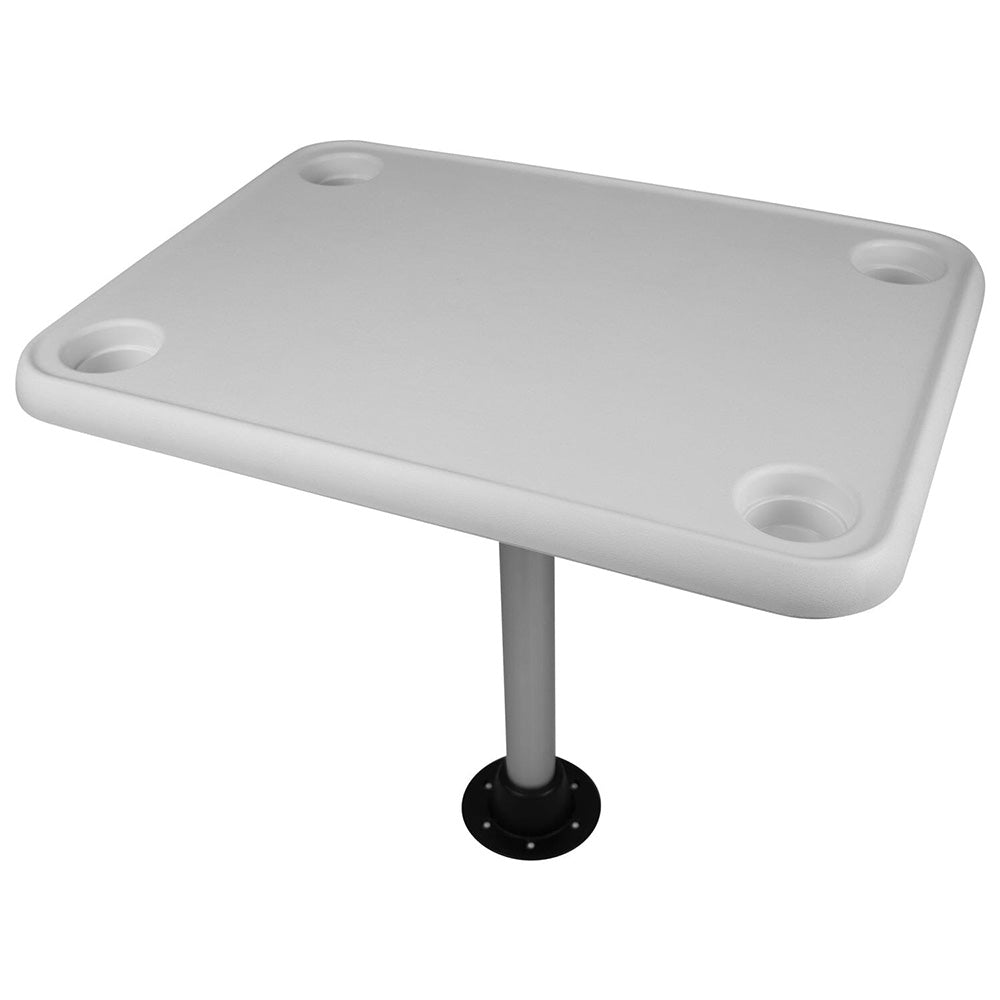 Wise White Rectangular Table - 4 Drink Holders w/Pedestal - Marine Parts OnlyBoat OutfittingWise Seats