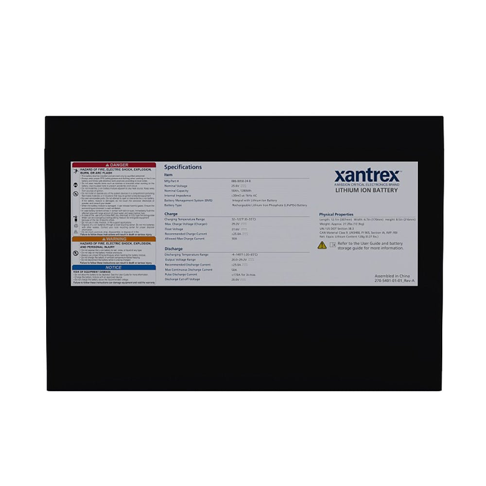 Xantrex 24V 50Ah Lithium - Ion Battery (LiFePO4) Battery - Marine Parts OnlyElectricalXantrex